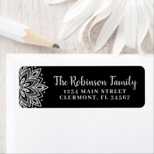 Etiqueta Rótulo Black Silver Mandala Snowflake