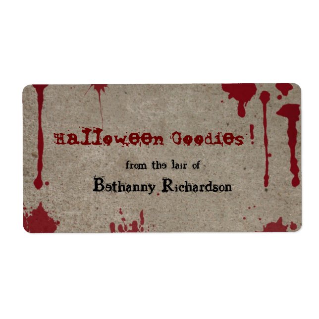 Etiqueta Rótulo Bloody Halloween Kitchen (Frente)