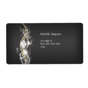 Etiqueta Rótulo Cinza Preta Diamante Branco Dourado