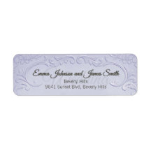 Rótulo Clássico de Floral Roxo para Casamento 