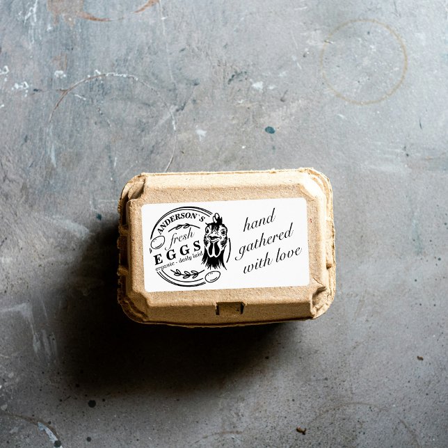 Etiqueta Rótulo da Cartonagem de Ovo para Fazenda da Famíli (Chicken Family Farm Egg Carton Label)