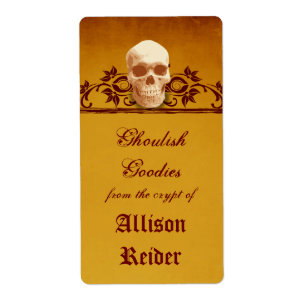 Etiqueta Rótulo da Cozinha do Halloween do Caveira