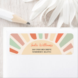 Etiqueta Rótulo da Festa de aniversário do Arco-íris Retroa