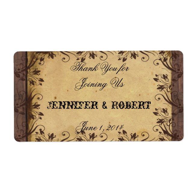 Etiqueta Rótulo da Garrafa de Madeira do País Russo (Frente)