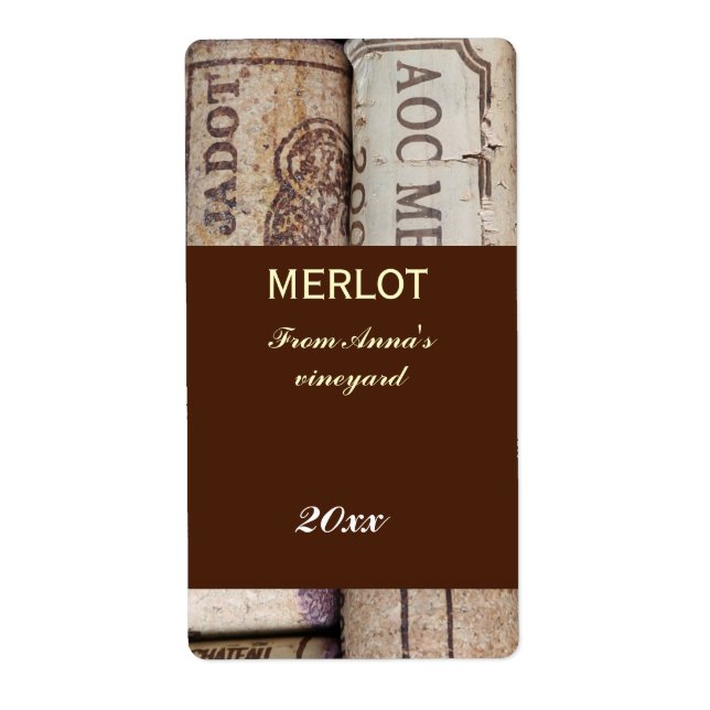 Etiqueta Rótulo da garrafa de rolha de vinho (Frente)