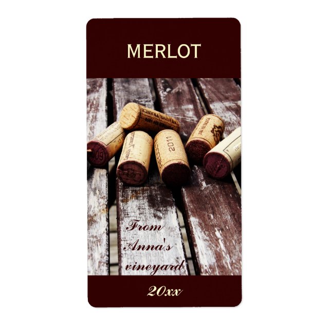 Etiqueta Rótulo da garrafa de rolha de vinho (Frente)