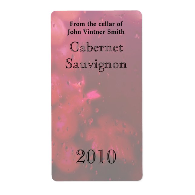 Etiqueta Rótulo da garrafa de vinho (Frente)