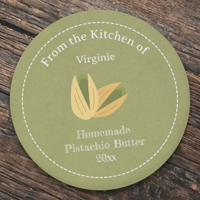 Etiqueta Rótulo da Manteiga do Pistachio Rustic (Rustic Pistachio Butter Label Sticker)