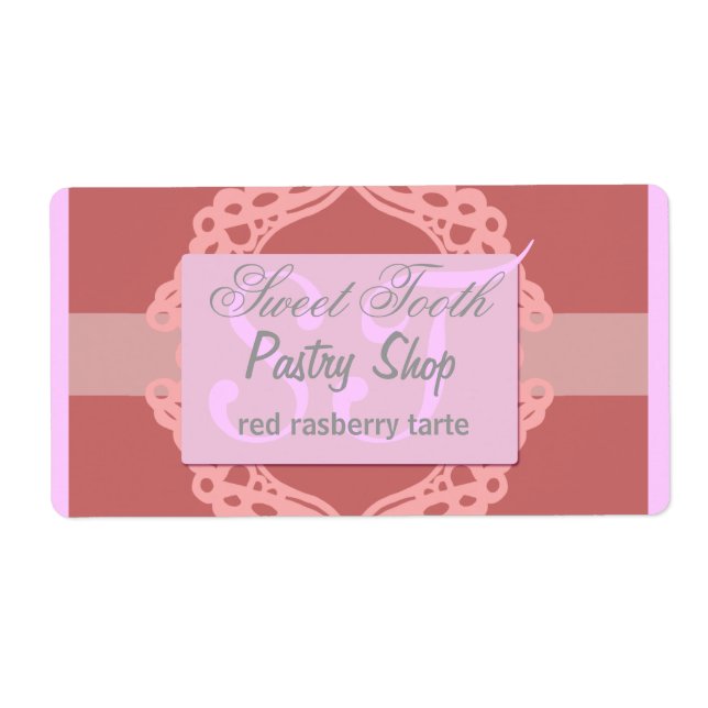 Etiqueta Rótulo da padaria rosa e prata (Frente)