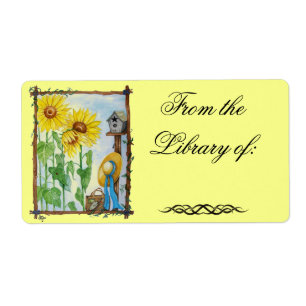 Etiqueta Rótulo da Placa do Livro do Jardim de Girassol