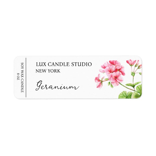 Etiqueta Rótulo da Vela Geranium (Frente)