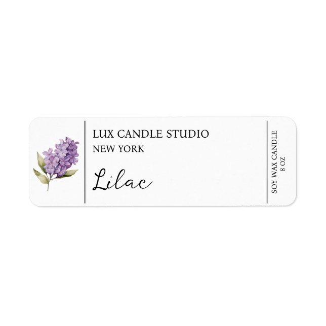 Etiqueta Rótulo da Vela Lilac (Frente)