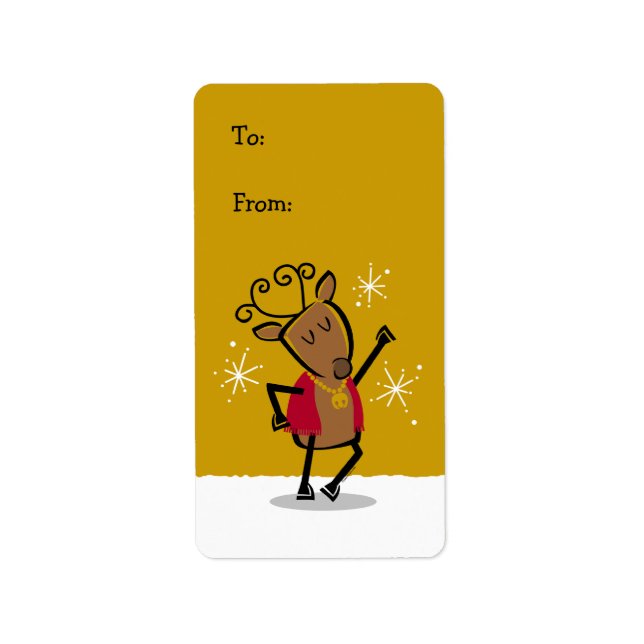 Etiqueta Rótulo Dancer Reindeer Gift (Frente)