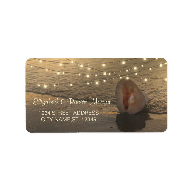 Etiqueta Rótulo das luzes da cadeia de caracteres de praia  (Frente)