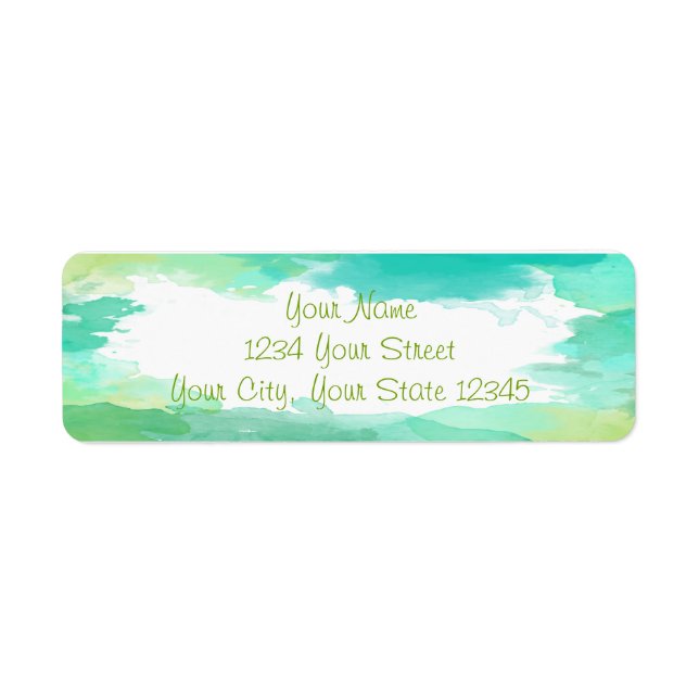 Etiqueta Rótulo de Aquarela Verde (Frente)