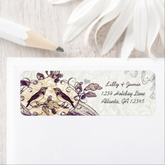 Etiqueta Rótulo de Árvore de Carvalho de Roxo e Coral de Av