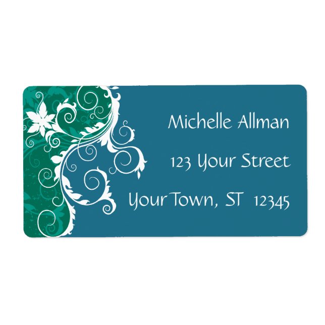 Etiqueta Rótulo de Avery Floral Azul (Frente)