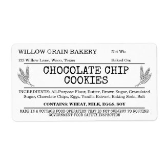 Etiqueta Rótulo de Biscoito de Chocolate Chip de Comida de