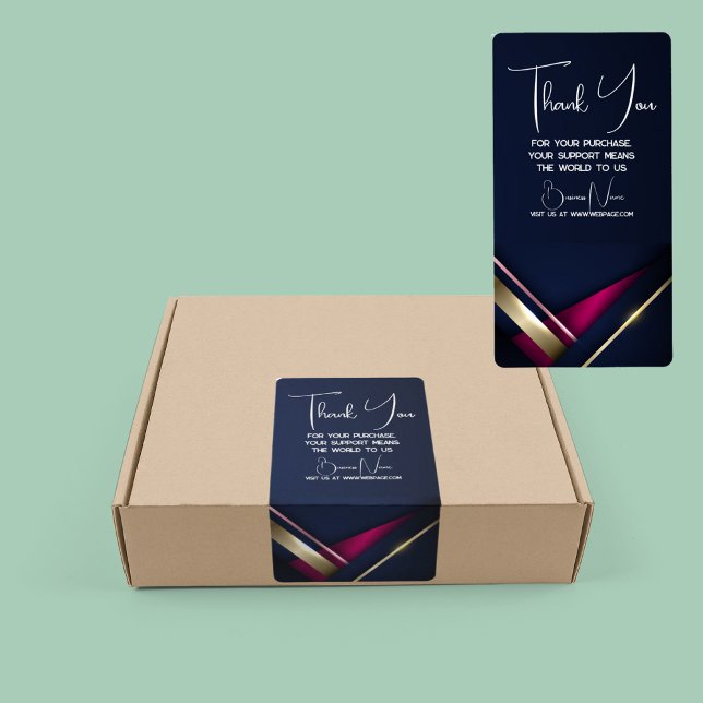 Etiqueta Rótulo de Caixa de Agradecimento Azul Dourado Abst (Criador carregado)