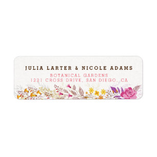 Etiqueta Rótulo de Casamento Boho Flor de Laranjeira Roxa F