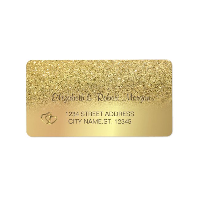 Etiqueta Rótulo de casamento Bokeh com Brilho Dourado Elega (Frente)