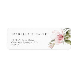Etiqueta Rótulo de Casamento do Casal Magnolia Floral Moder