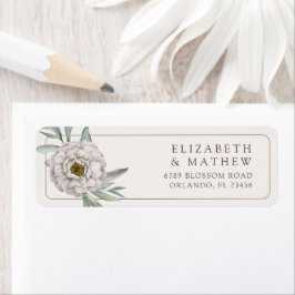Etiqueta Rótulo de casamento floral creme e marrom elegante