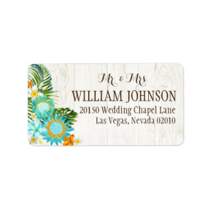 Etiqueta Rótulo de Casamento Rustic Beach Luau Hawaiian