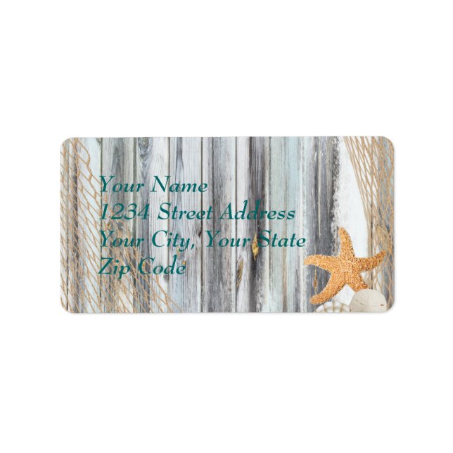 Etiqueta Rótulo de Casamento Rustic Beach Starfish (Frente)