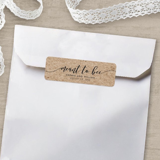 Etiqueta Rótulo de Casamento Rustic Kraft Meant to Bee (Criador carregado)