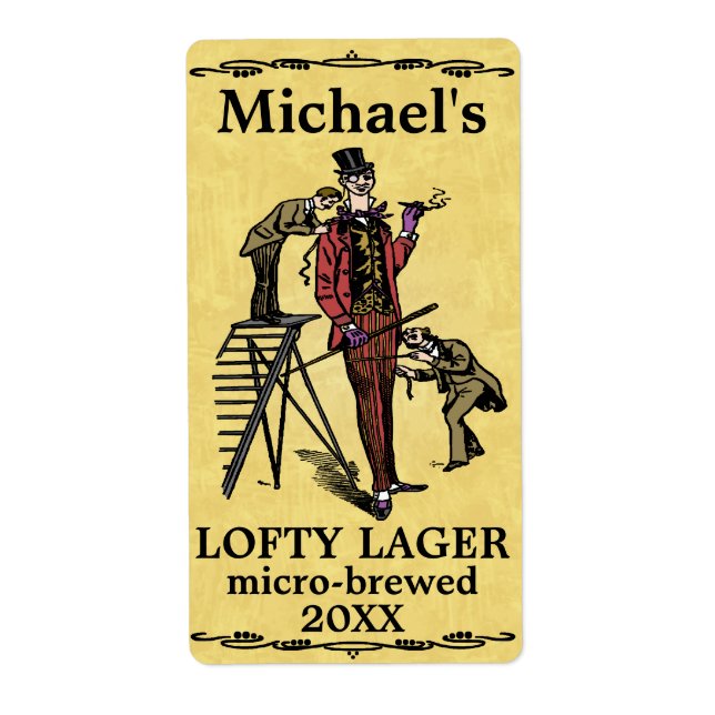Etiqueta Rótulo de Cerveja Engraçado Vintage Lofty Lager (Frente)