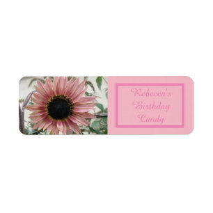 Etiqueta Rótulo de Comida Personalizado de Girassol Rosa P