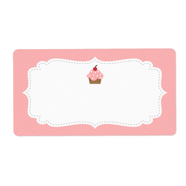 Etiqueta Rótulo de Cupcake Rosa Doce e Elegante (Frente)