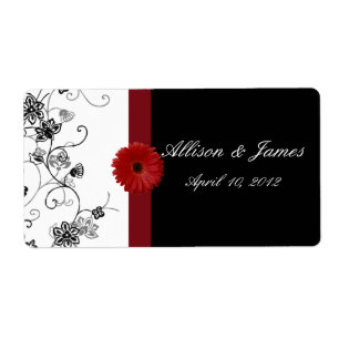 Etiqueta Rótulo de DaisyWine, vermelho e preto