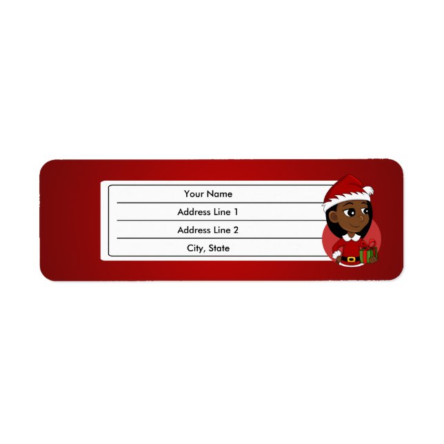 Etiqueta Rótulo de desenho animado da menina de Natal (Frente)