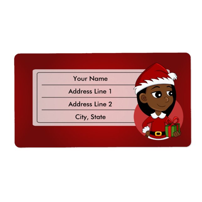 Etiqueta Rótulo de desenho animado da menina de Natal (Frente)
