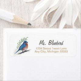 Etiqueta Rótulo de devolução de arte de pássaro Bluebird