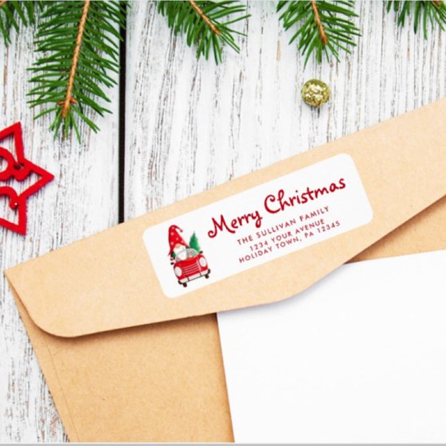 Etiqueta Rótulo de devolução de Natal do caminhão vermelho  (Criador carregado)