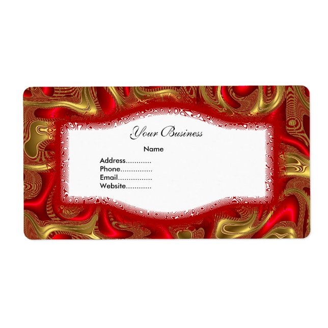 Etiqueta Rótulo de Endereço Abstrato Vermelho Dourado (Frente)