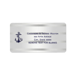 Etiqueta Rótulo de Endereço Bg de Prata Branca de Âncora Az