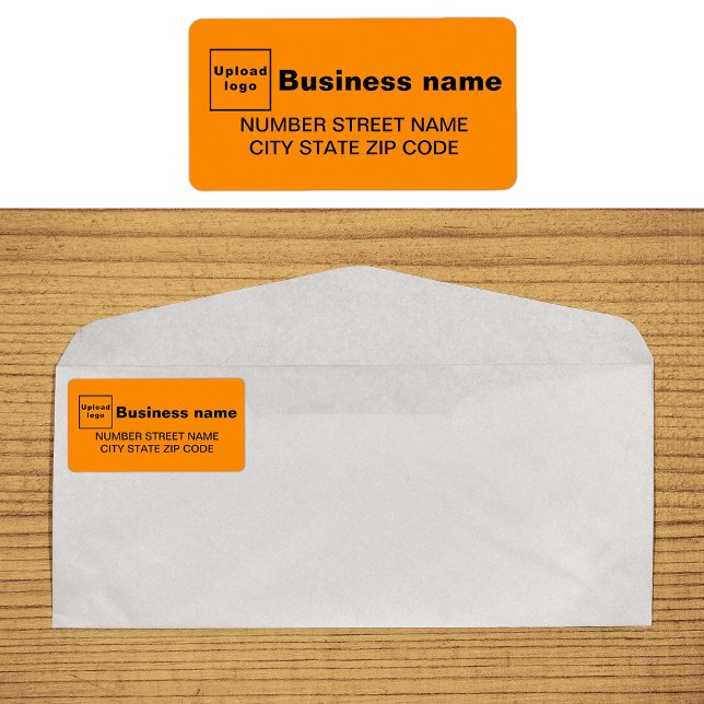 Etiqueta Rótulo de Endereço Comercial de Cor Laranja (Orange business address label on envelope)