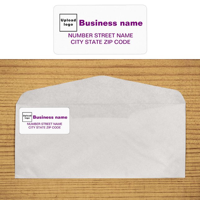 Etiqueta Rótulo de Endereço Comercial de Textos Roxos (Business address label in purple text)