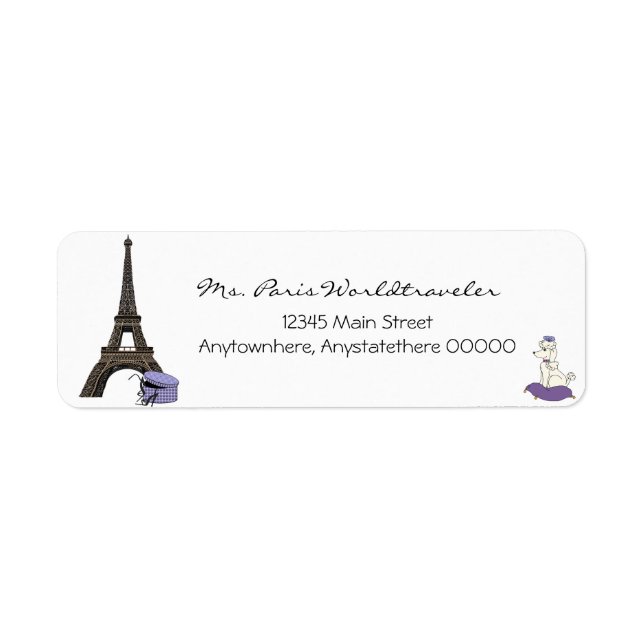Etiqueta Rótulo de endereço da torre Eiffel em Paris (Frente)