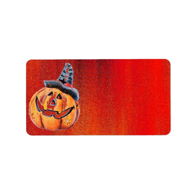 Etiqueta Rótulo de Endereço de Bompkin do Halloween (Frente)