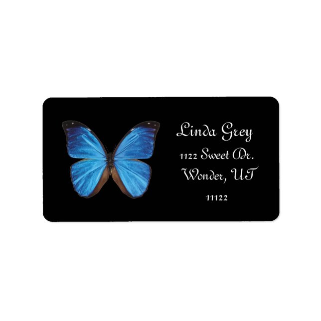 Etiqueta Rótulo de Endereço de Borboleta Azul (Frente)