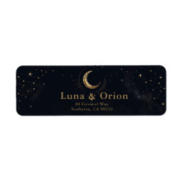 Etiqueta Rótulo de Endereço de Casamento Celestial Meia-Noi