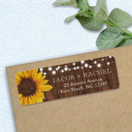 Etiqueta Rótulo de Endereço de Casamento de Sunflower & Str