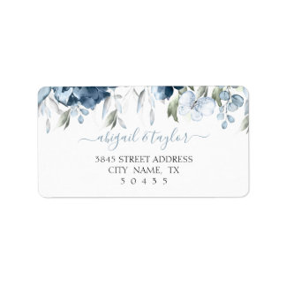 Etiqueta Rótulo de Endereço de Casamento Dusty Blue Waterco