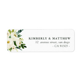 Etiqueta Rótulo de endereço de casamento floral de marfim b