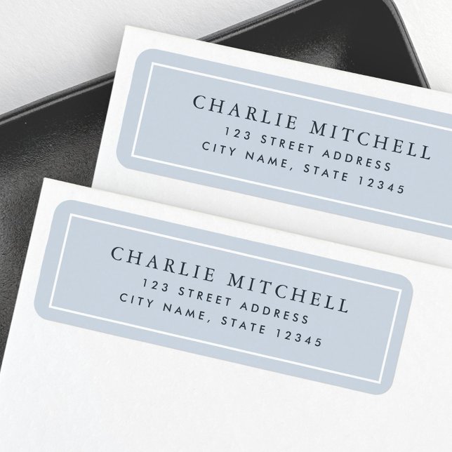 Etiqueta Rótulo de endereço de devolução azul claro empoeir (Elegant dusty light blue return address label)